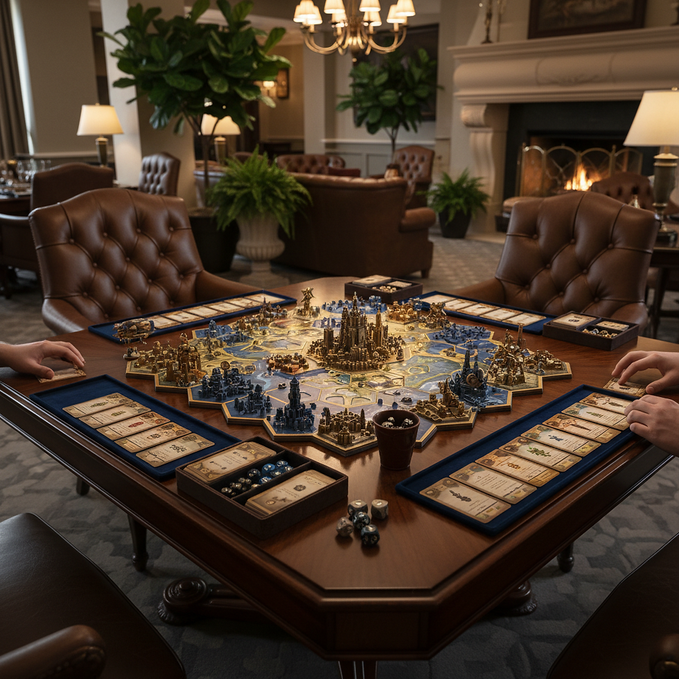High-end golf board game on a table in a lounge