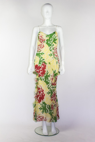 John Galliano Floral Silk Dress | Rebe Archive