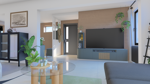 aménagement entrée mobilier sur mesure meuble TV architecte d'intérieur chamalière décoratrice