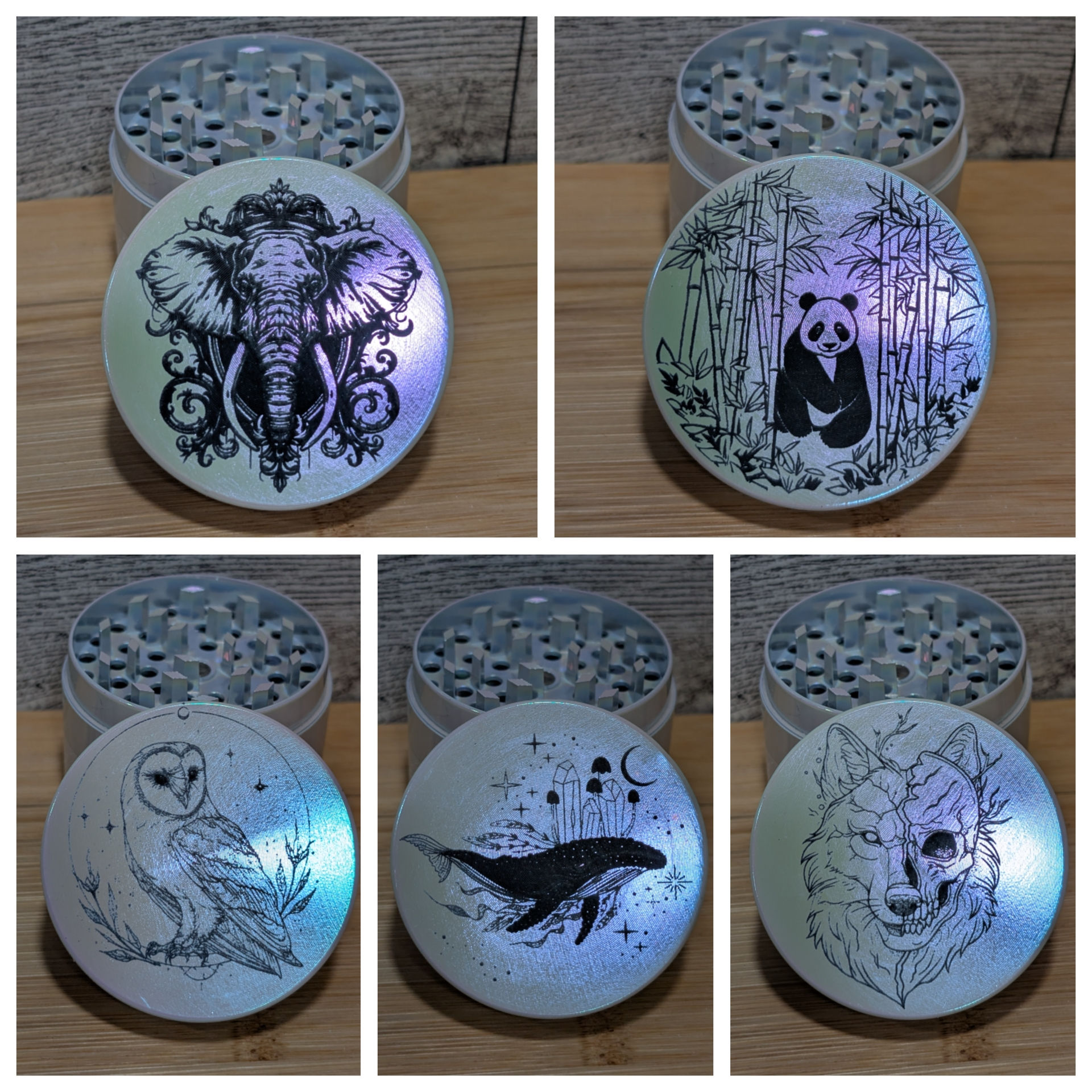 Iridescent  2 Inch Grinder Custom Laser Engraved