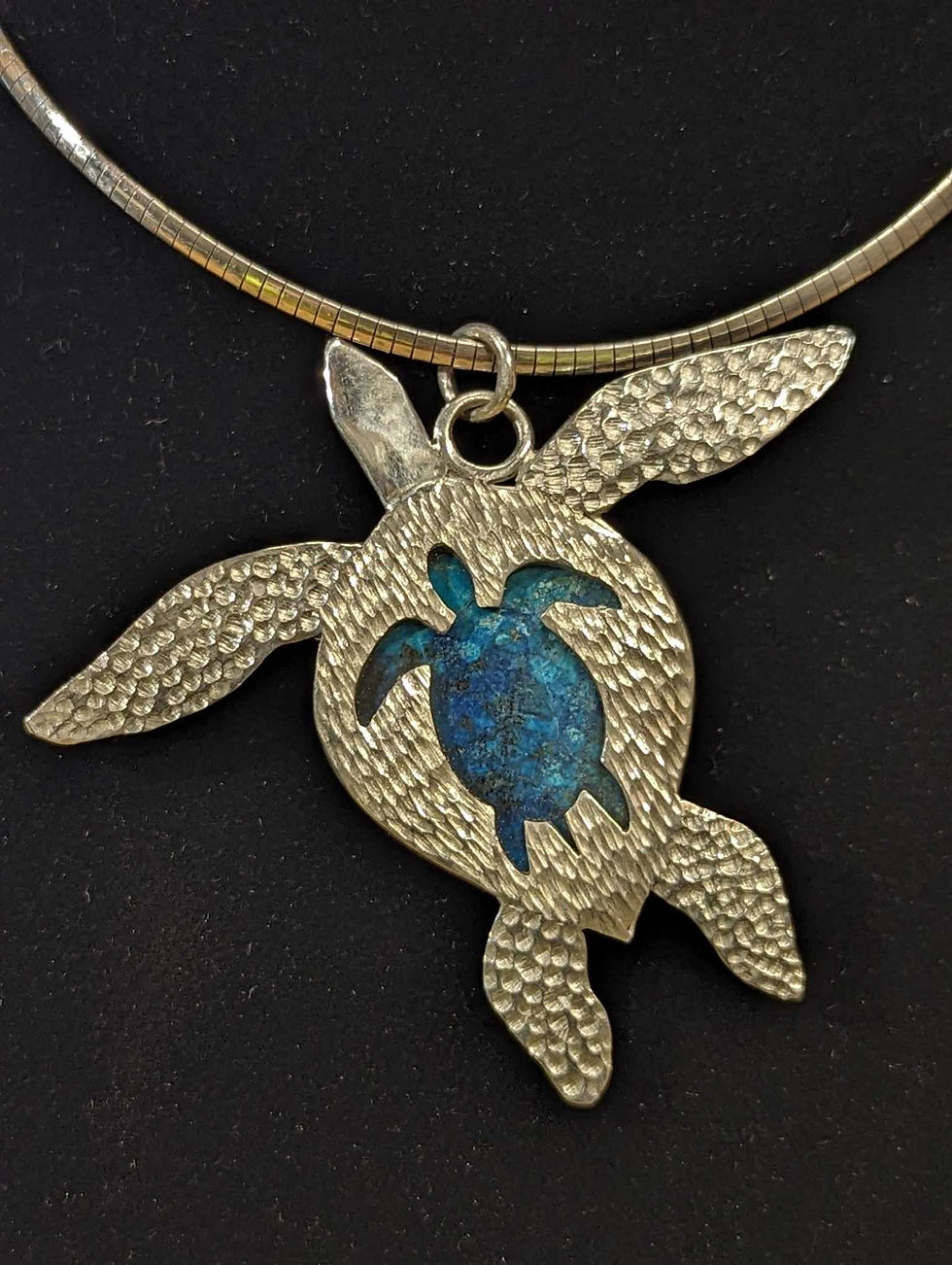 Thumbnail: Shattuckite Sea Turtle Sterling Silver Necklace