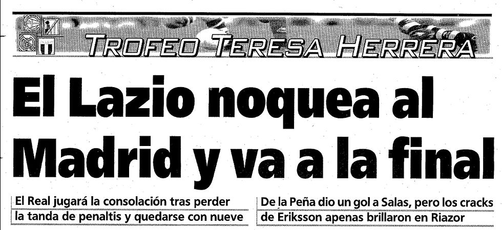August 12, 1998: Real Madrid Lazio 2-2 (7-8 pens)