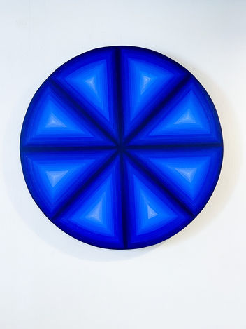 op art painting by jessica moritz exploring color theory and geometric interactions