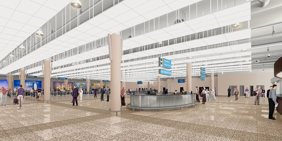 Terminal 2 arrival hall perspective