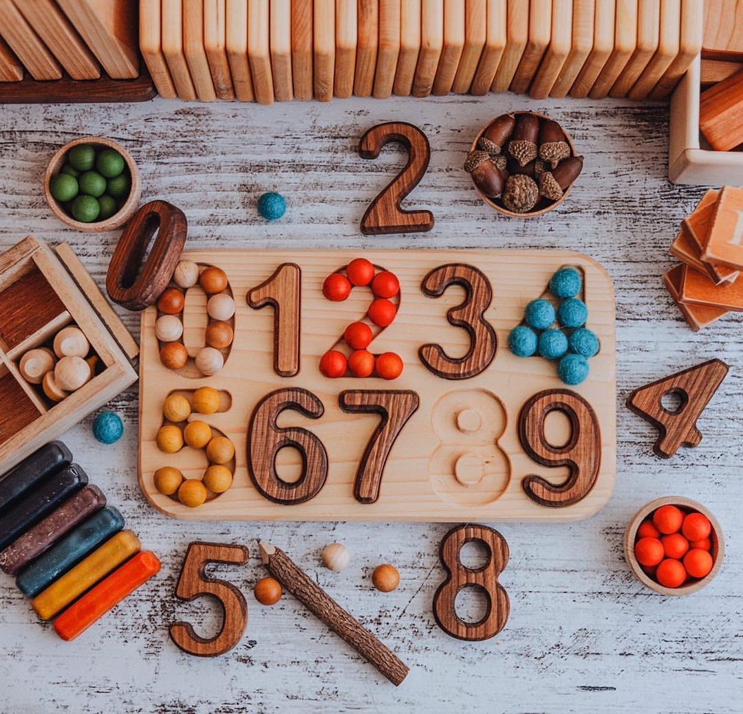 Natural Ceviz Rakam Puzzle (0-9)