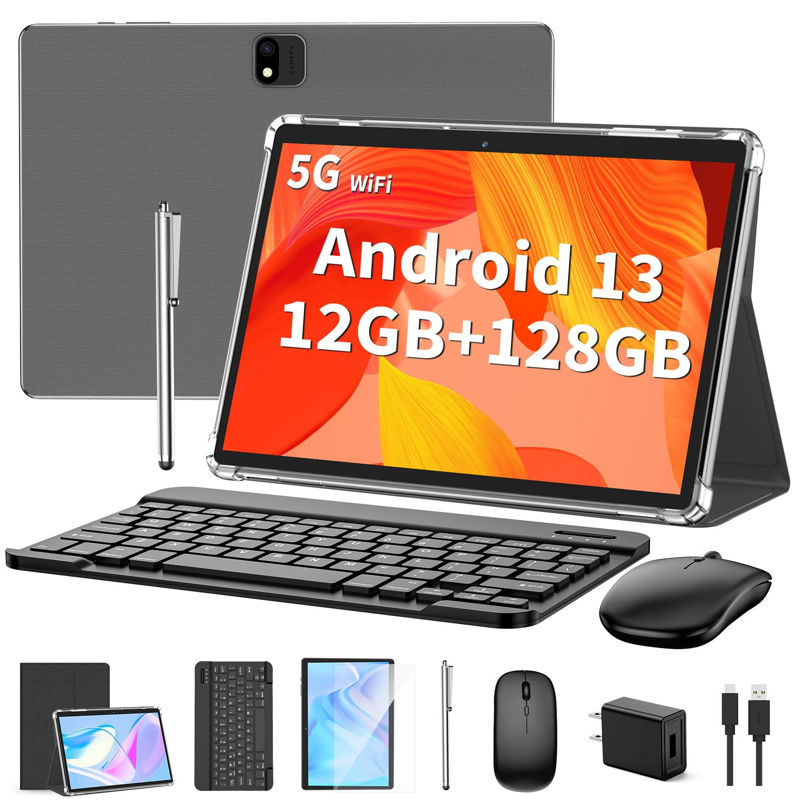 Android Tablet with Keyboard Android 13 Tablet 12(6+6)GB+128GB 1TB Expand 2 in 1