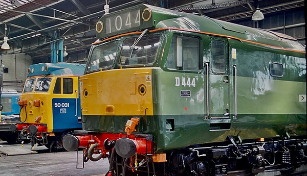 Class 50 50044 'Exeter' as D444 in two tone green livery