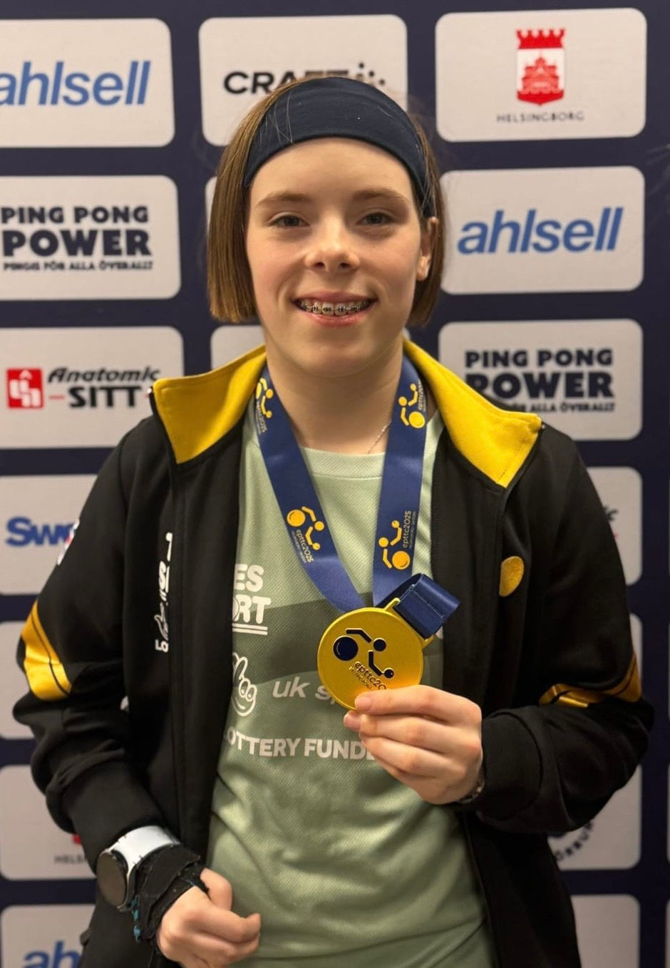 Bly with her table tennis medal
