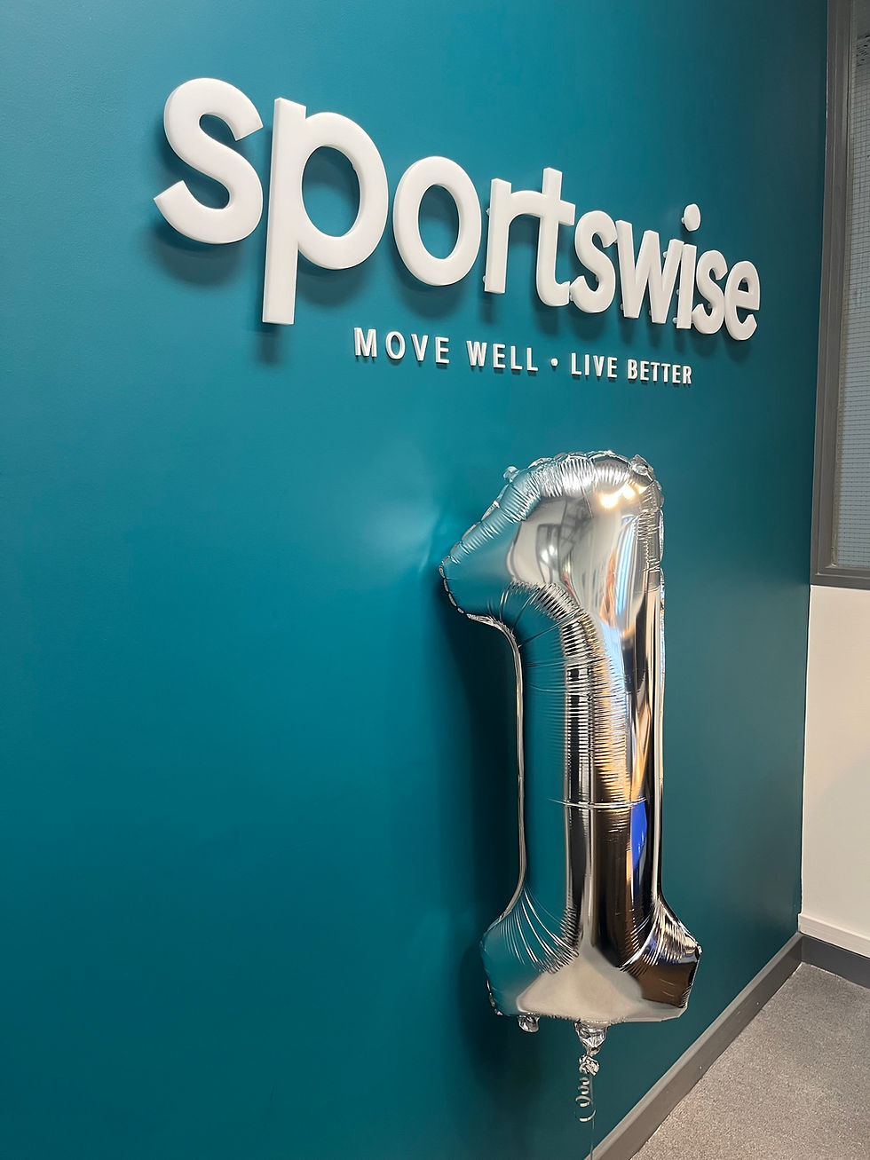 Number 1 balloon under Sportswise logo