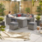 Thumbnail: Ciara Compact Corner Dining Set with Fire Pit Table - White Wash
