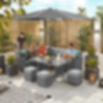 Thumbnail: Cambridge Corner Dining Set with Casual Parasol Hole Table - Left Hand - Grey