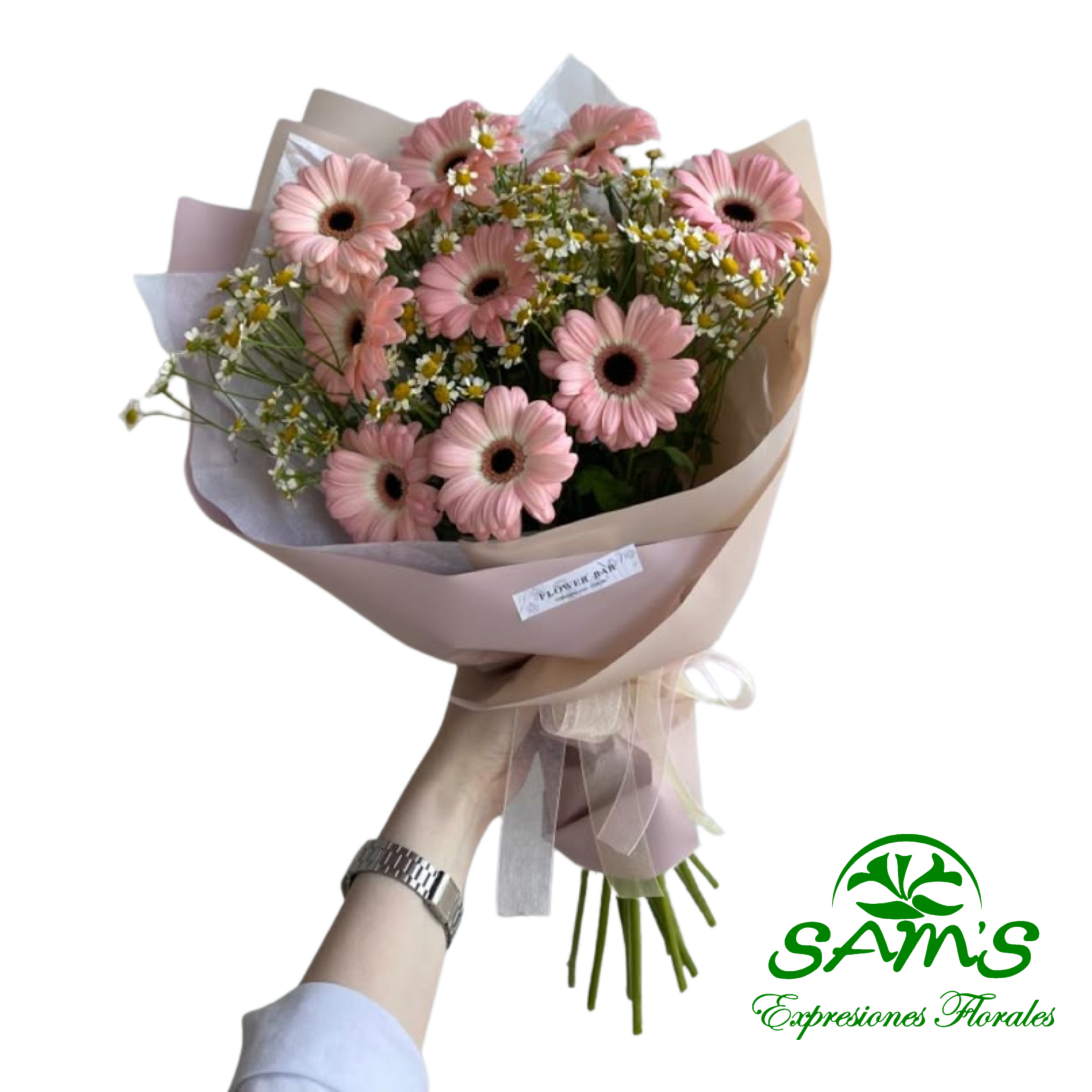 RAMO 10 GERBERAS ROSAS