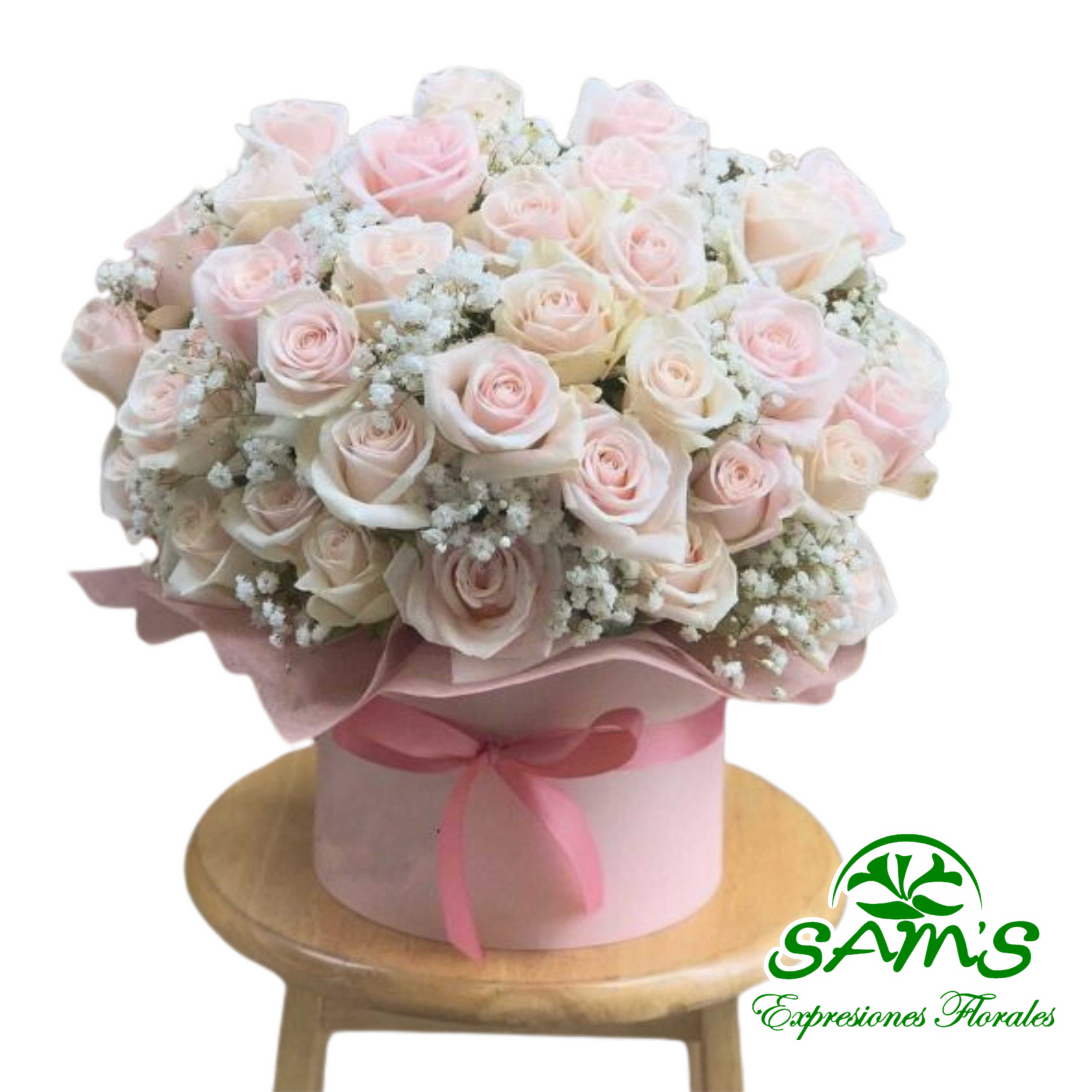 CAJA REDONDA 40 ROSAS ROSAS