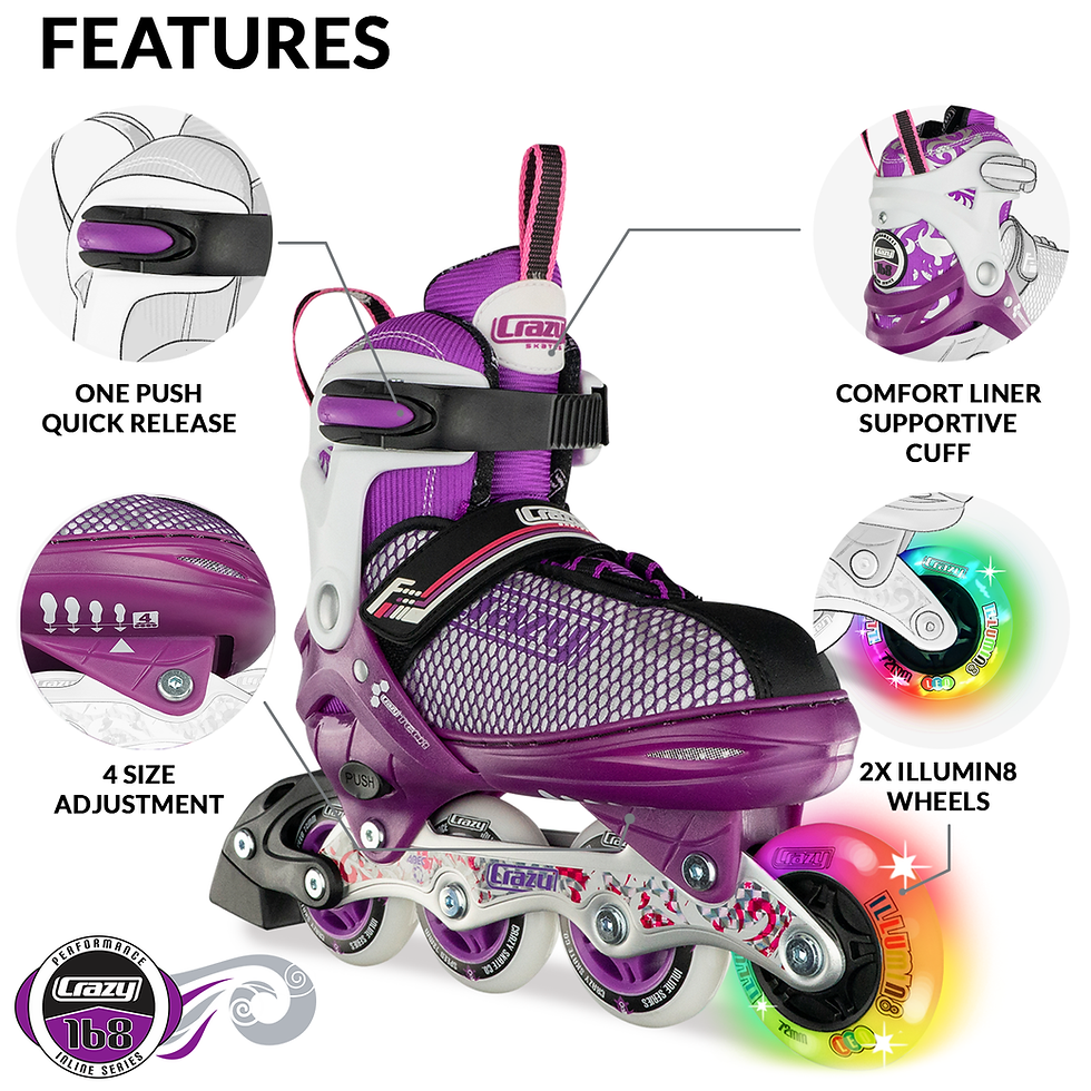 Miniature : 168 INLINE SKATES SIZE ADJUSTABLE WITH LIGHT UP WHEELS