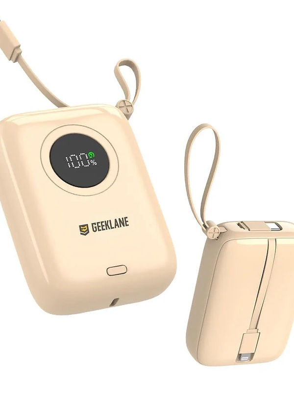 Pebble: 10,000mAh Palm-Sized Power Bank with Built-In Cables, 23W Fast Charging 