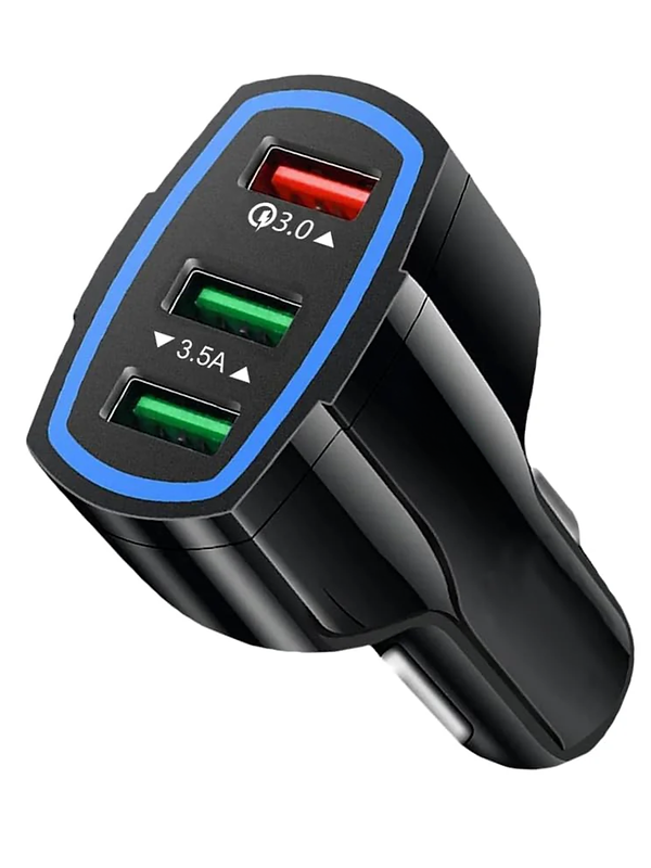 Rova: Triple USB Car Charger with Smart Fast Charging, 15W Multi-Port Car Charge