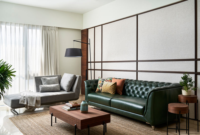 Furniture in the Living Room of Transit Home Apartment in Mumbai - Interior Design by Keystone Studio Bengaluru