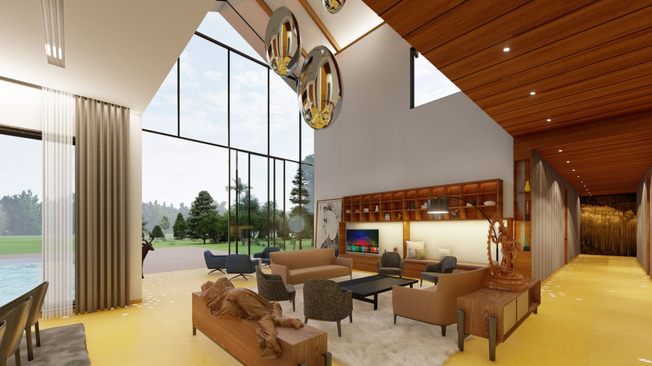 Living Render 03 of Dachigam Residence - Lavish residential interior design by Keystone Stone Bengaluru