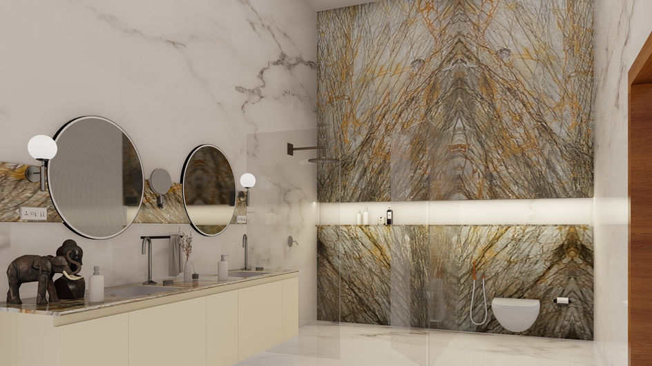 Master bathroom Render 09 of Dachigam Residence - Lavish residential interior design by Keystone Stone Bengaluru