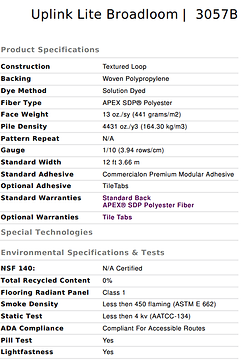 Uplink Lite Alfombra en rollo (Broadloom) americanas especificaciones.