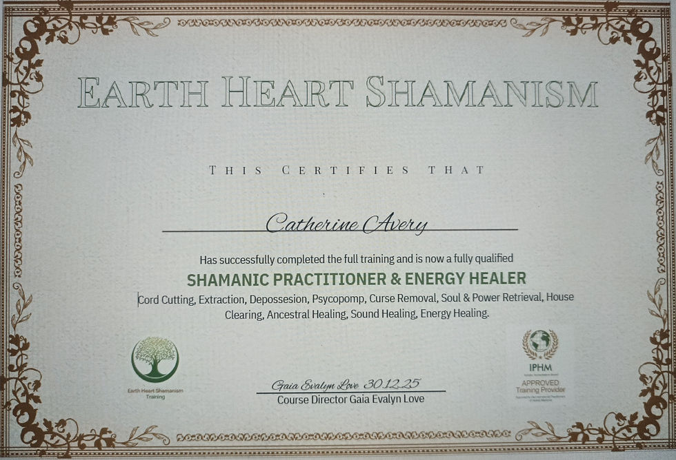 Cathy - Halo of the Moon Shamanic Healing Practitioner Qualification and training certificate.