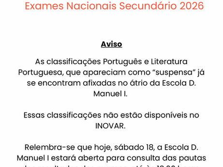 Exames Nacionais 2026 - AVISO 2