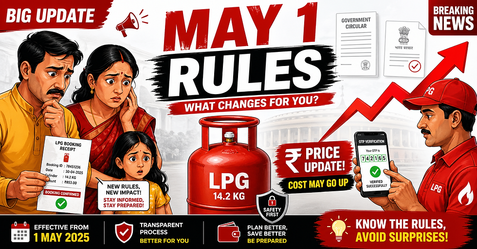 New LPG Cylinder Rules from May 1: OTP Delivery, 25-Day Booking Gap, eKYC and LPG Price Update Explained