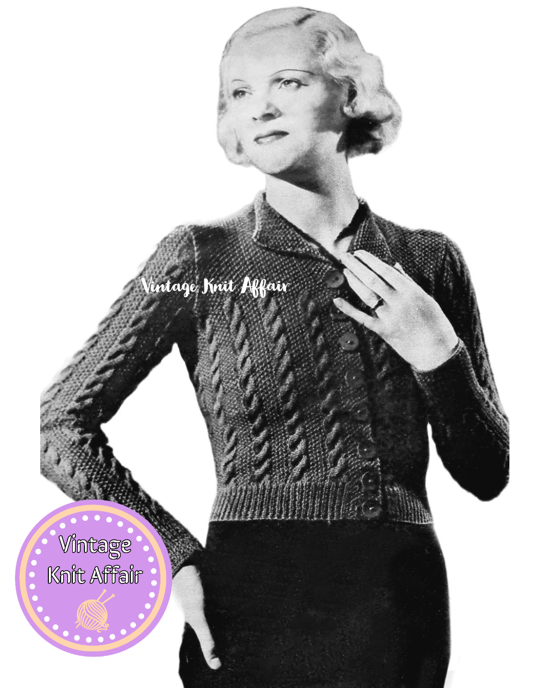 1930s Ladies Cabled Cardigan