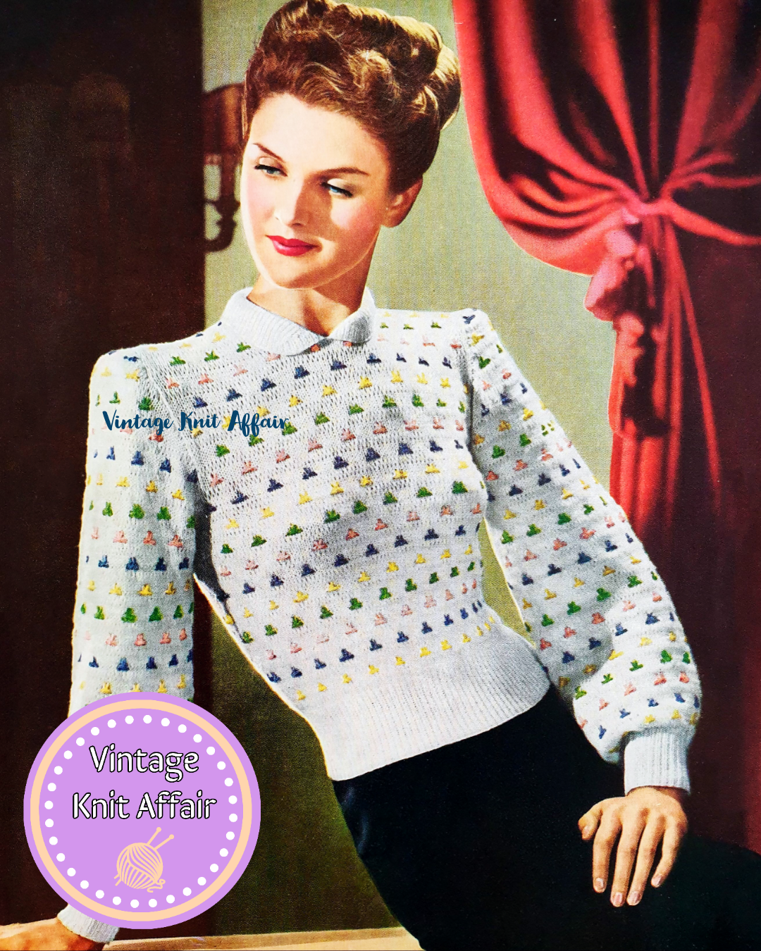 1940s Ladies Slip Stitch Jumper