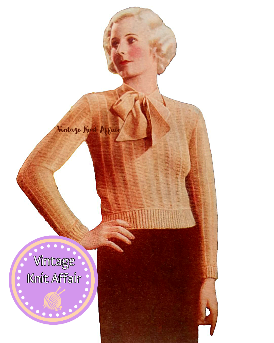 1930s Ladies Bow Jumper