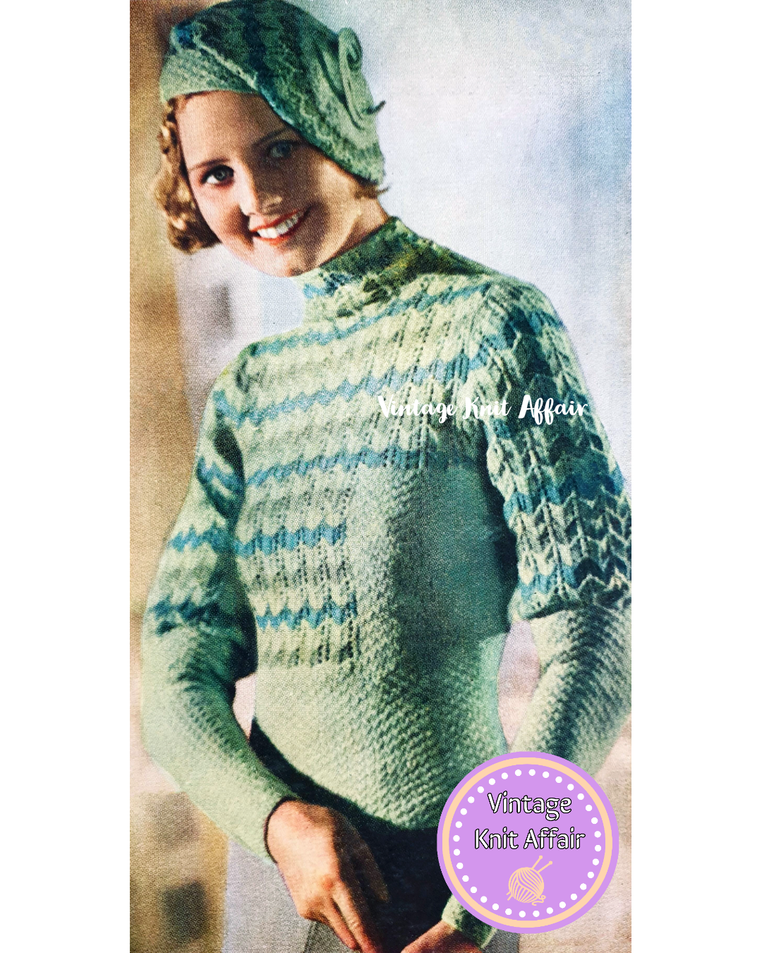 1930s Ladies Puff Sleve Jumper and Beret