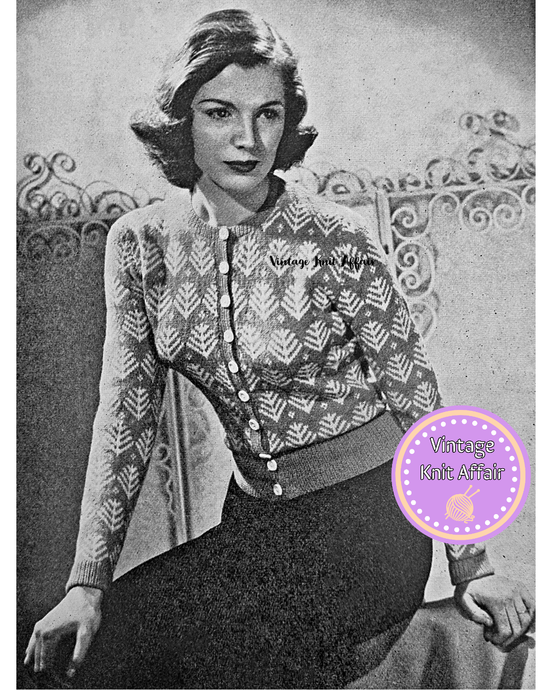 1940s Leaf Motif Cardigan