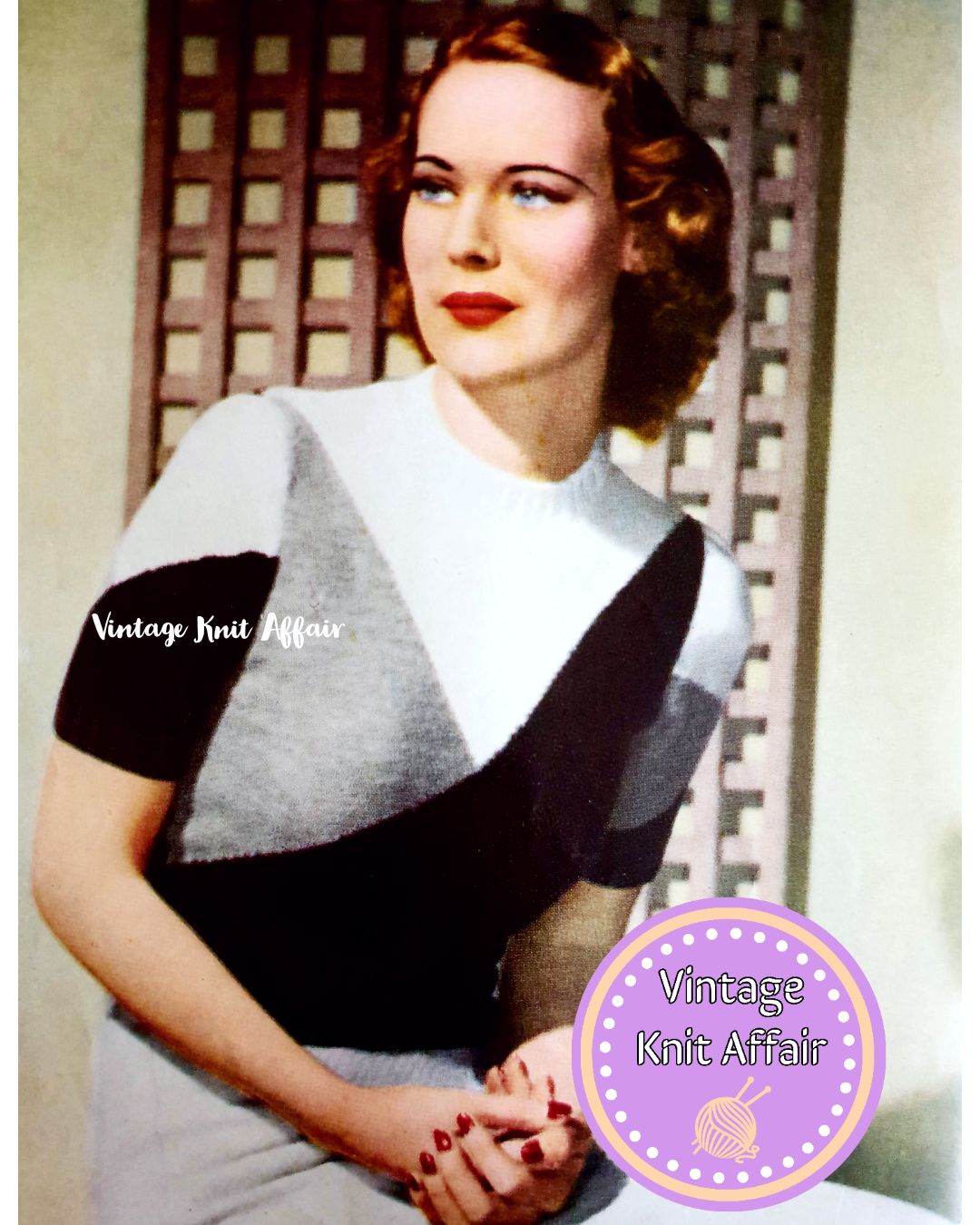 1940s Ladies Harlequin Sweater