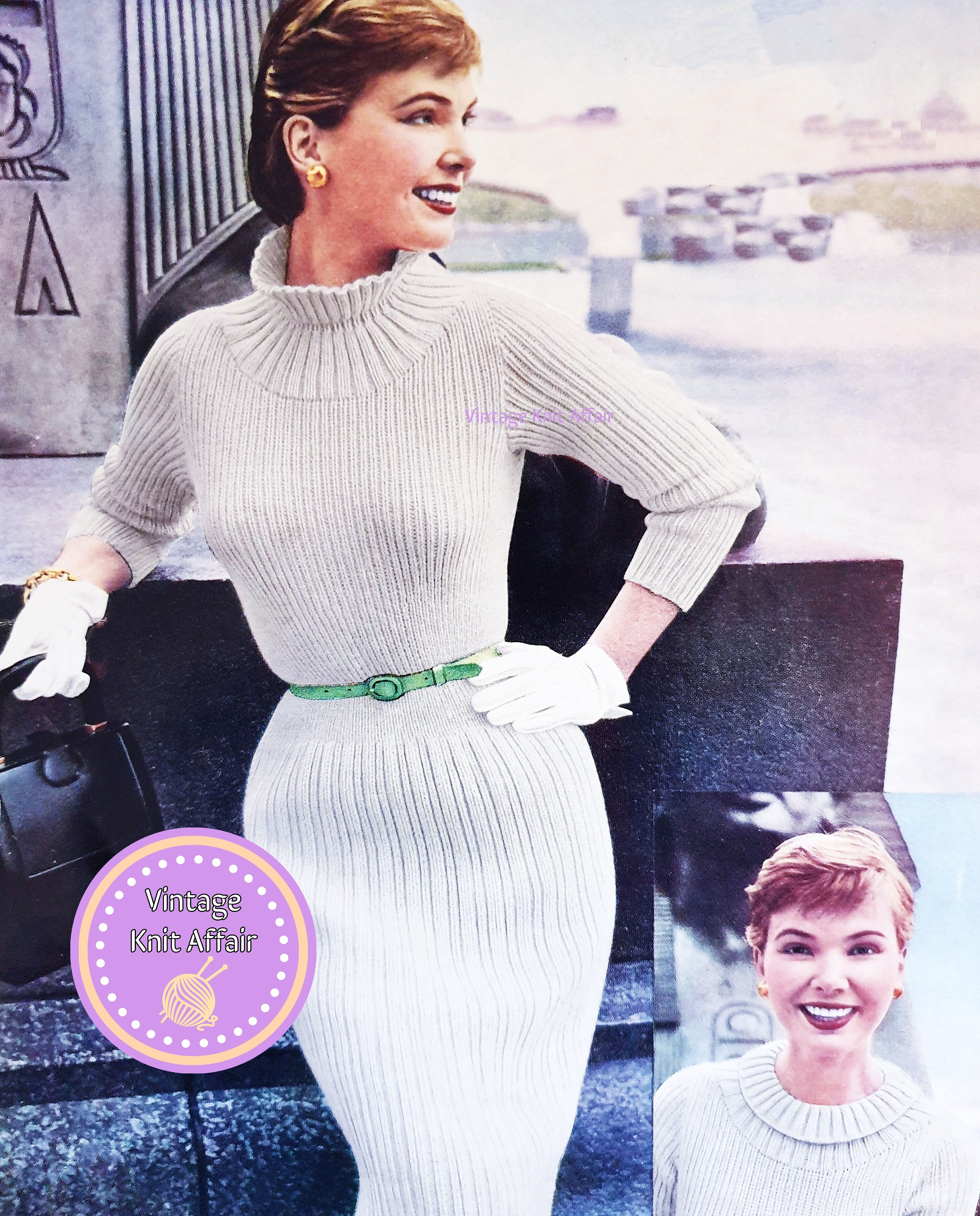 1950s Ladies Fitted Ribbed Dress