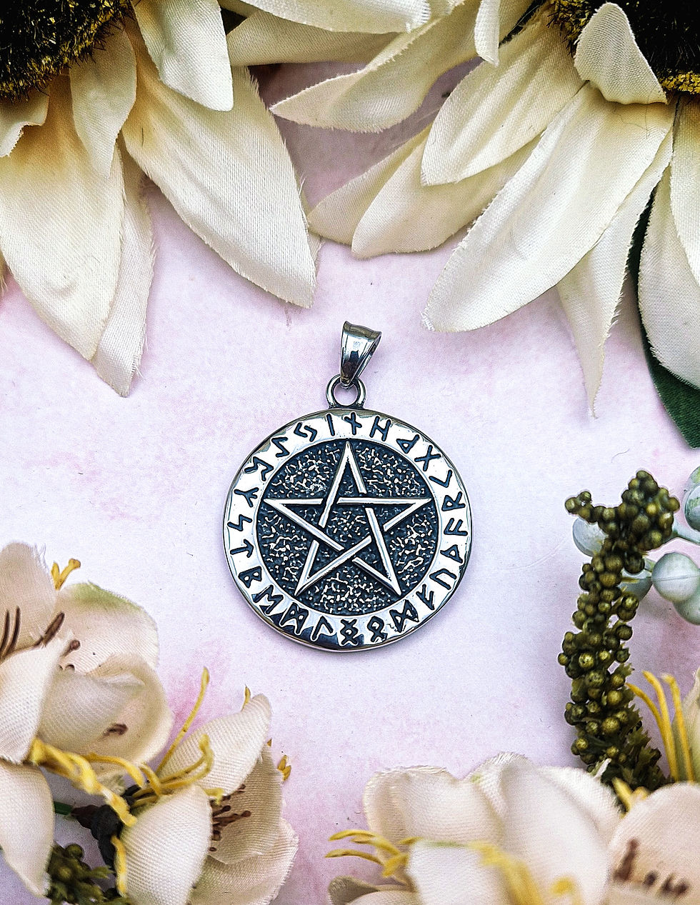 Thumbnail: Stainless Steel Pendant - Rune Pentagram