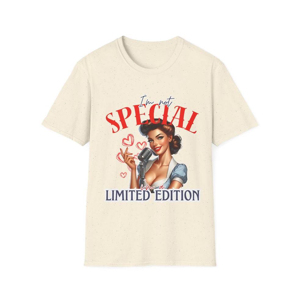Thumbnail: Cream-colored t-shirt with the words "I'm Special, Limited Edition" and image