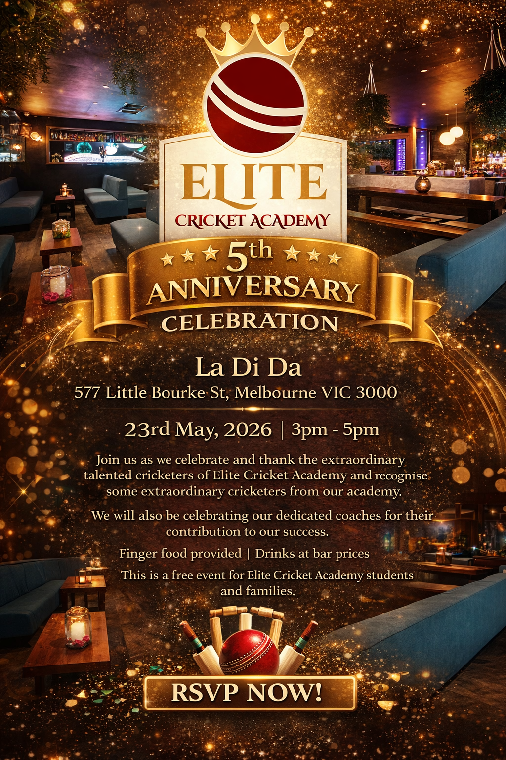 Elite Cricket Academy 5th Anniversary & Awards Ceremony 2026