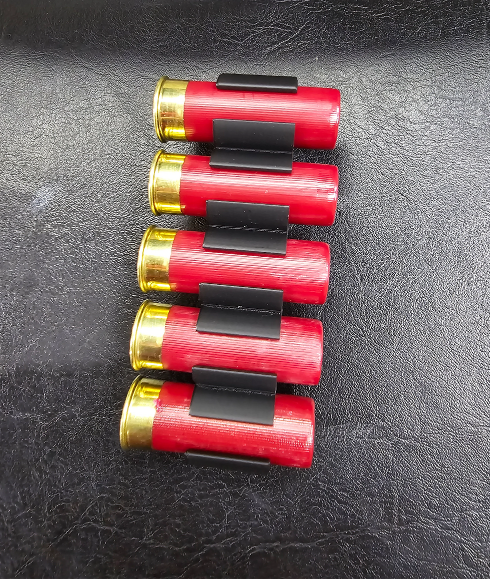 Thumbnail: Holder For 12 ga shells with clip. 3d printed using PLA Plus in black. Holds 5 t