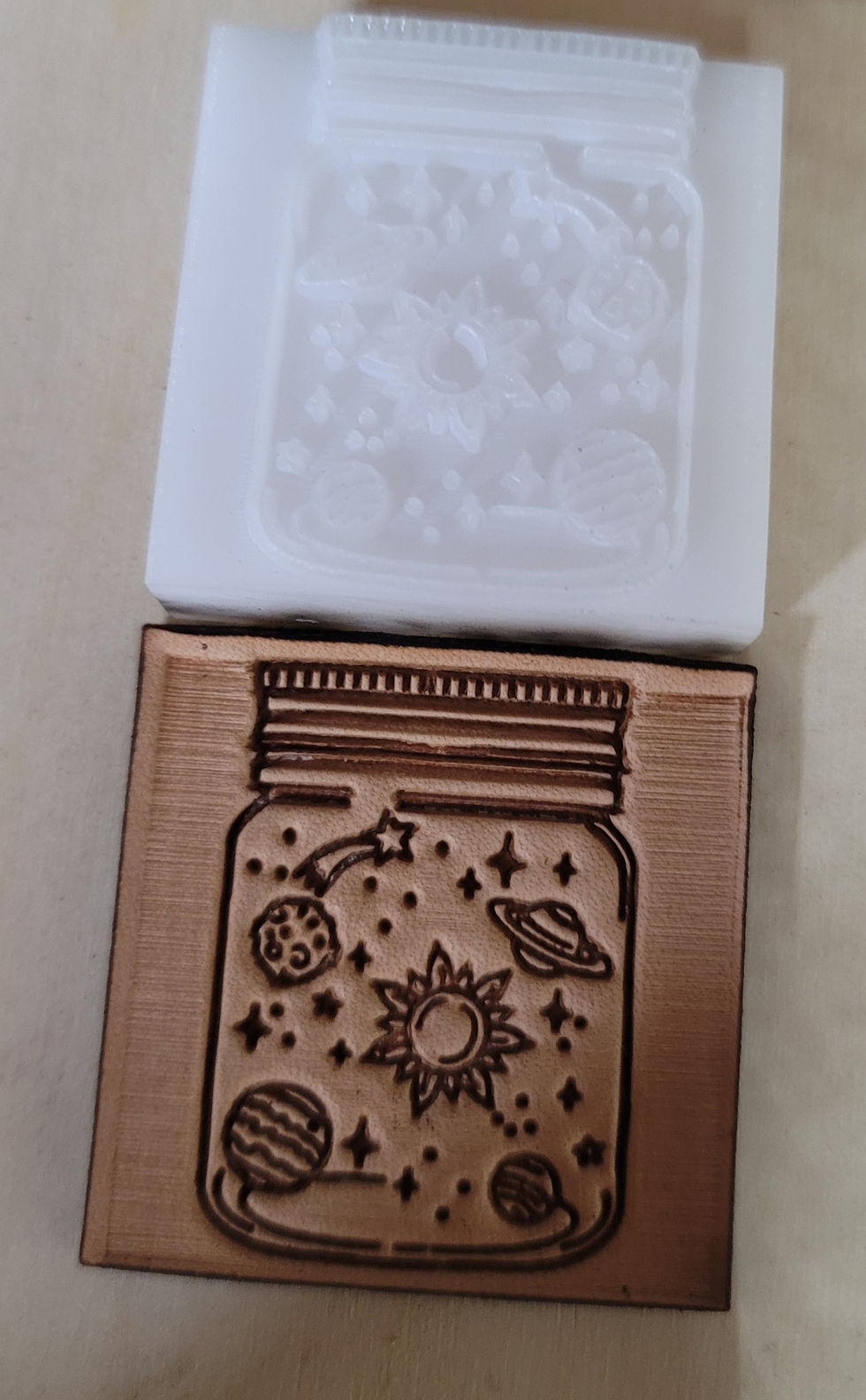 Thumbnail: "Galaxy in Jar"..leather Press Tool DELRIN..NOT A HAMMER TOOL. 1 ½ inch