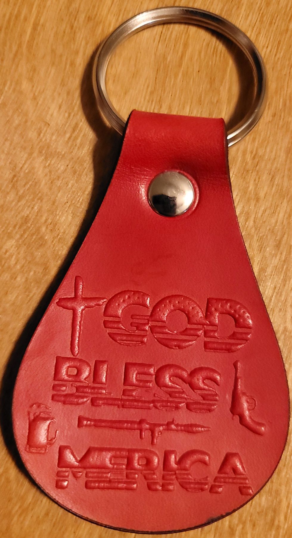 Thumbnail: God Bless Merica keychain.. Herman Oak leather