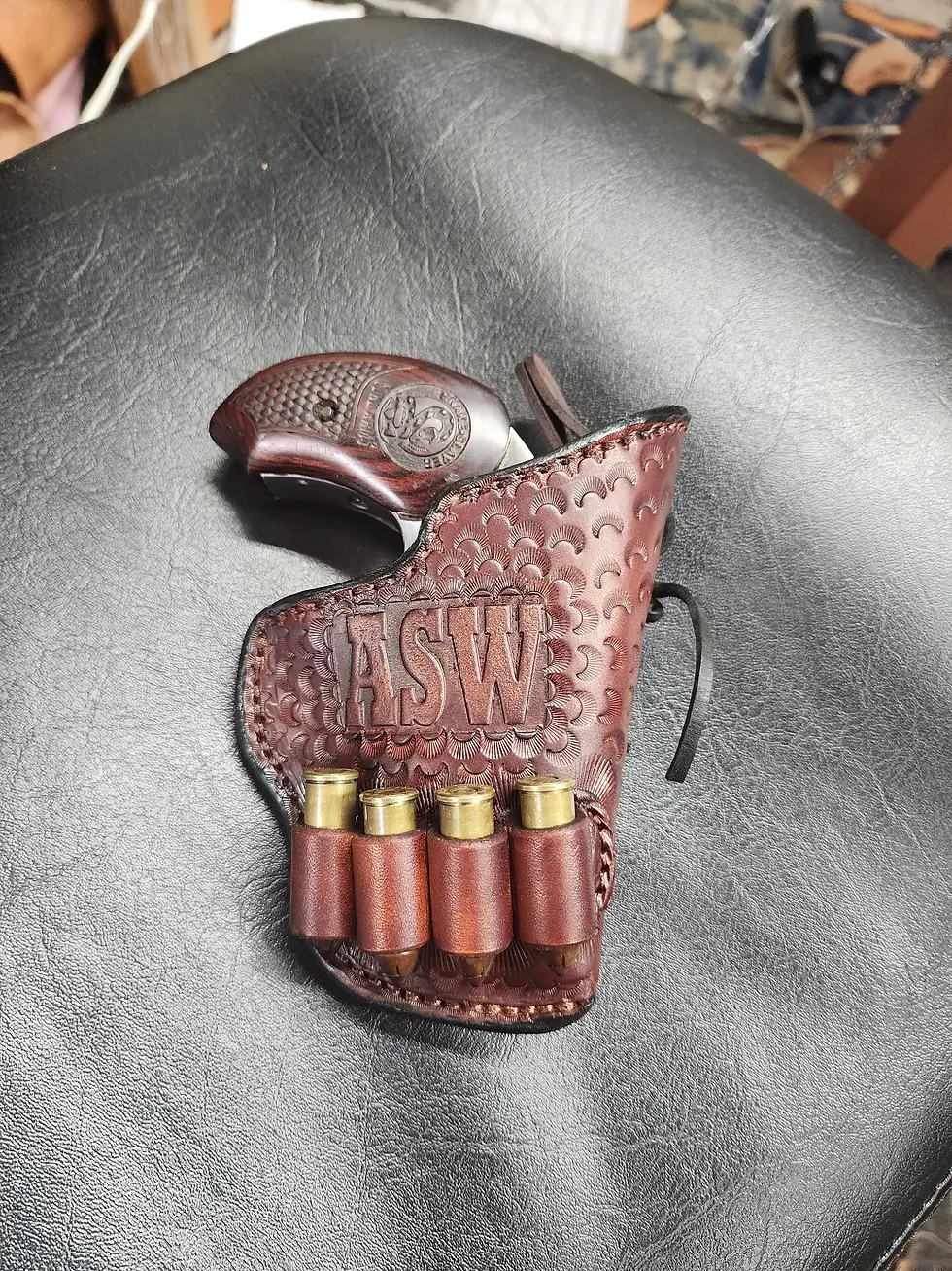 Thumbnail: Custom holster for Bond snake slayer IV or Cyclops 4.25 barrel, Metal clip worn
