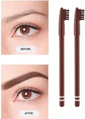 Cameleon Single Apply Eye Brow Pencil with Grooming Spoolie Brush (Light Brown)
