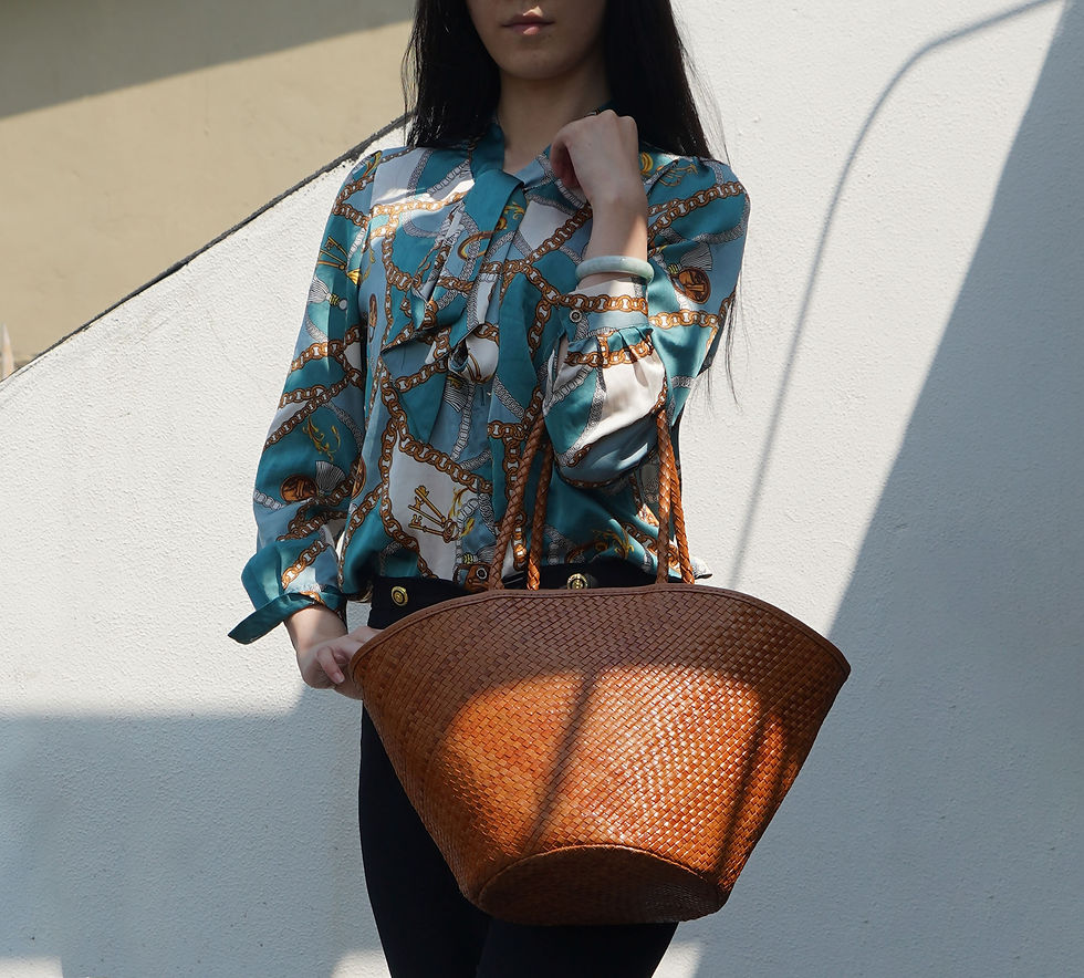 Thumbnail: Woven Leather handbag 'Beatrice' - Large