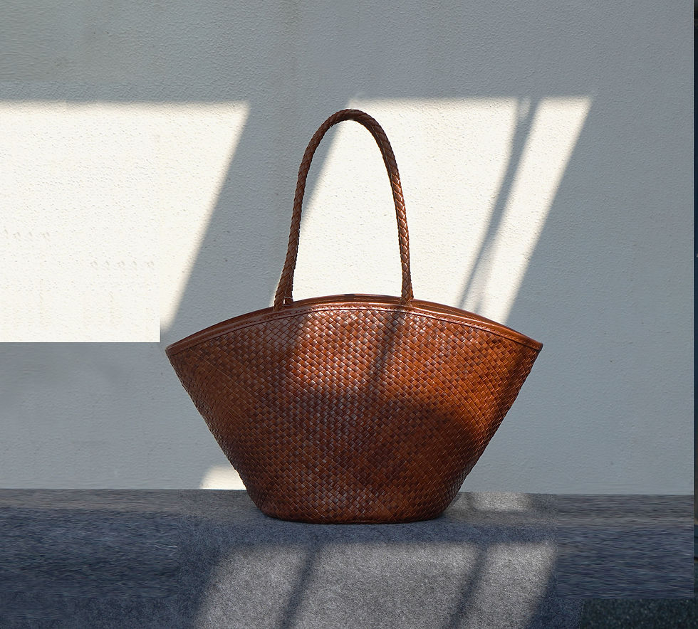 Thumbnail: Woven Leather handbag 'Beatrice' - Large