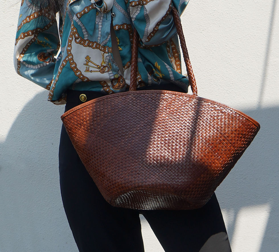 Thumbnail: Woven Leather handbag 'Beatrice' - Large