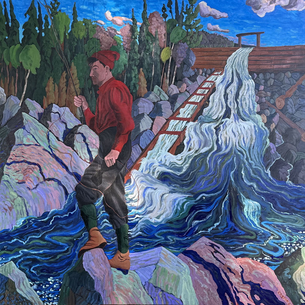Homage to Tom Thomson at Tea Lake Dam - landscape painting by Robert Cortotto