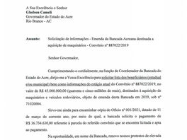 Bancada pede que maquinário adquirido pelo governo entre em operação nos municípios