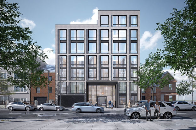 Exterior rendering of THE PARISIAN, a 27-residence boutique condominium development in Astoria, Queens.