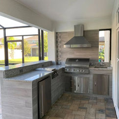 outdoor kitchen gray themed