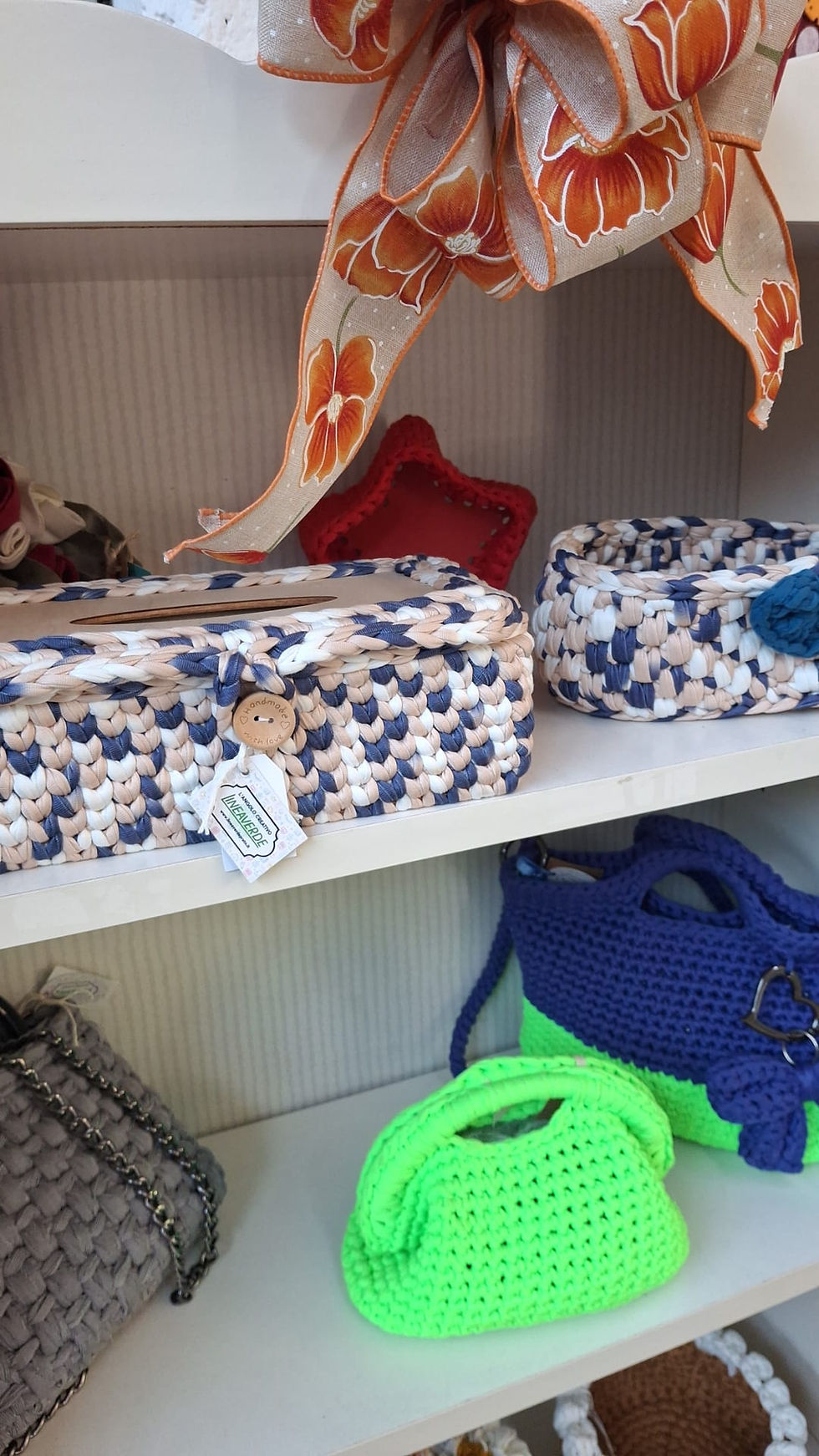 .Cestini all'Uncinetto con Fettuccia Soft Lycra Cestini Portasciugamani Fai da Te